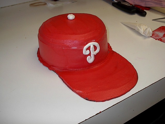 phillies hat cake. Hat cakes are difficult to