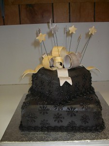 Black Flowered Cake
